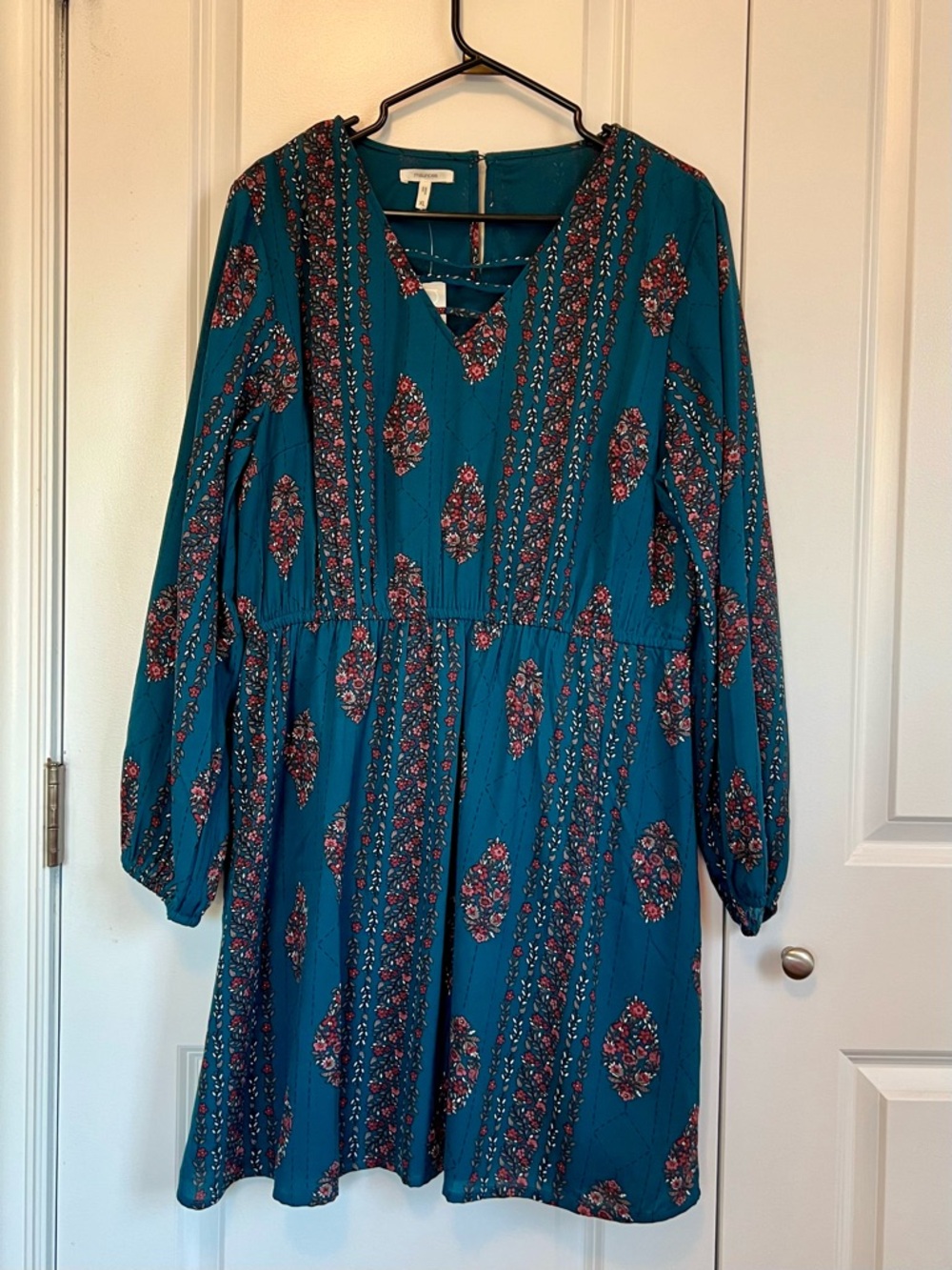 Maurices Teal Floral Long-Sleeve Dress